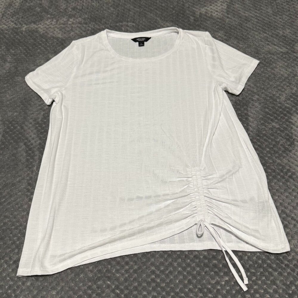 Simply Vera Vera Wang Short Sleeves Front Side Ruched Shirt - Size L